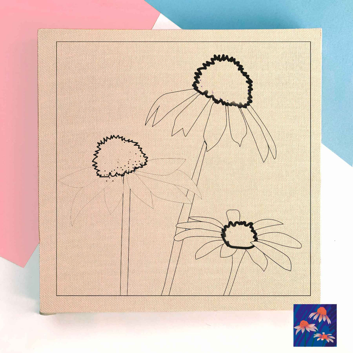 Bastidor de 40 cm Diseño Flores Polen - solo para lana fina